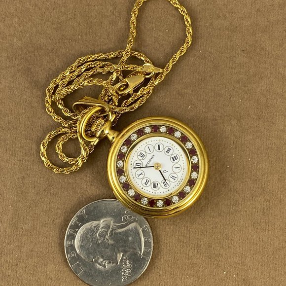 SOLD Vintage Bucherer Swiss Gold Pendant Watch Crystals - Picture 6 of 8